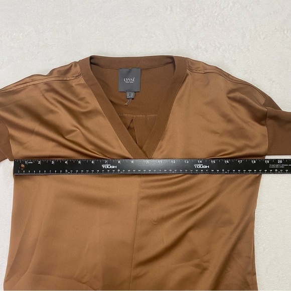 Lysse Blouse Sz XS Copper Brown V-neck Pullover - Picture 8 of 14